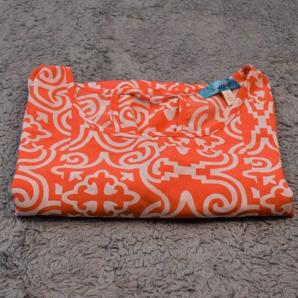 Buttons Geometric Print 3/4 Sleeve Dress Shirt - Picture 3 of 12